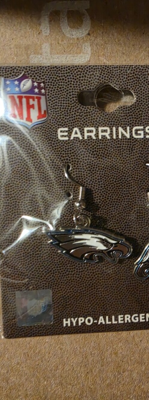 NFL Silver and White Eagle Logo Dangle Earrings